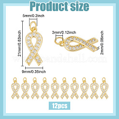12 шт. Латунные подвески с микропаве ZIRC-BC0001-29