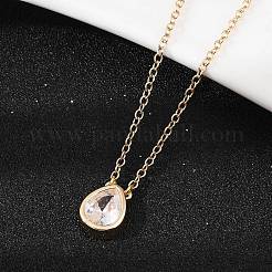 Женские ожерелья с подвеской из латуни и прозрачного кубического циркония NJEW-Z079-02G-01