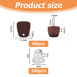60 шт. деревянные серьги-гвоздики&nbsp;EJEW-FI0003-33C