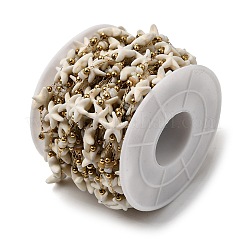 Цепи ручной работы из нержавеющей стали 304 с синтетическим бирюзовым узором в виде морской звезды CHS-L032-13G-03