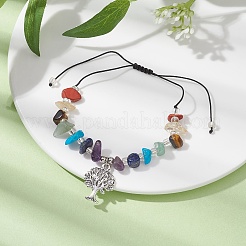 Браслеты из плетеных бусин из натуральных и синтетических драгоценных камней чакра&nbsp;BJEW-JB09824-01