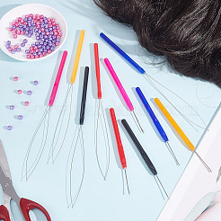 10 шт. 10 пластиковых крючка для вязания и петля для наращивания волос из нержавеющей стали TOOL-UN0001-31