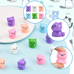 24 шт. 6-х цветные пластиковые украшения в форме кошки&nbsp;DJEW-SP0001-14