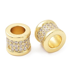 Реечное покрытие латунь микро паве прозрачный кубический цирконий европейские бусины KK-B076-04G