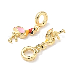 Европейские подвески в форме фламинго из латуни с цветной эмалью KK-L256-34G