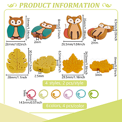 32 шт. 12 стиля пищевые экологически чистые силиконовые бусины с окрашенными в духовке цинковыми сплавами кольца-маркеры для вязания&nbsp;SIL-BC0001-08A