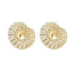Латунные микро-паве прозрачные серьги-гвоздики из циркония KK-K388-12G