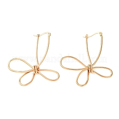 Серьги-кольца из нержавеющей стали 201 с полыми цветами&nbsp;LS-EJEW-P337-01G