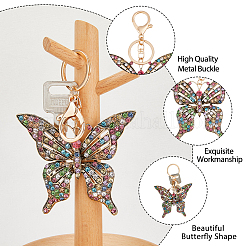 2шт. цветные стразы полые бабочки сплав подвеска брелок KEYC-HY0001-14