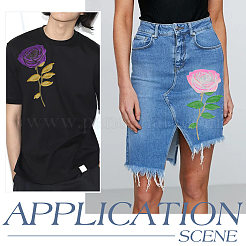 6 шт. 3-цветная компьютерная вышивка с изображением розы из полиэстера&nbsp;PATC-MA0001-01