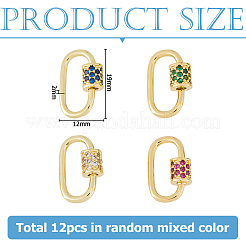 12 шт. латунные подвески-карабин с микропаве из кубического циркония ZIRC-HS0001-16