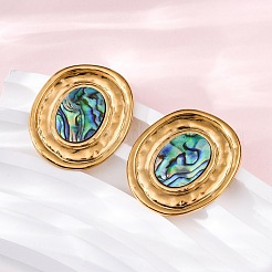 Серьги-гвоздики из натуральной ракушки пауа из нержавеющей стали 304&nbsp;EJEW-Z103-07G