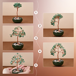 2 шт. 2 стиля натурального зеленого авантюрина и желтого кварца с украшениями в виде дерева жизни AJEW-OC0014-06A