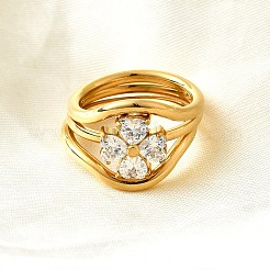 3 комплект колец из нержавеющей стали 304 с микропаве из кубического циркония RJEW-S625-01G