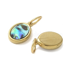 Подвески из нержавеющей стали 304 с покрытием из натуральной раковины морского ушка/белой раковины&nbsp;STAS-U037-03G-01