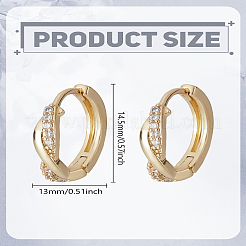 2 шт. серьги-кольца из латуни с прозрачным кубическим цирконием&nbsp;EJEW-LP0007-016