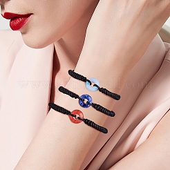 Плетеный браслет из бисера с натуральным тигровым глазом BJEW-SW00047-09