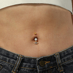 Кольца для пупка в форме глаза из нержавеющей стали 201 с прозрачным кубическим цирконием для женских праздничных нарядов XS3043