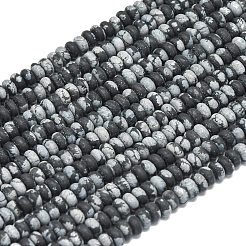 Природные снежинка обсидиан бисер нитей G-P575-A23-4x2mm