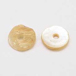 Плоские круглые бусины из натуральной ракушки акоя SHEL-N034-11