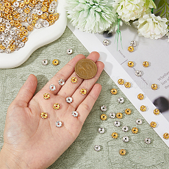 320 шт. 2-х цветные железные бусины-разделители со стразами&nbsp;FIND-HY0002-95