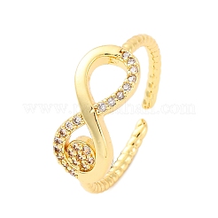 Латунные кольца-манжеты с микропаве и прозрачным цирконием для женщин&nbsp;RJEW-U047-21G