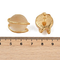 Серьги-гвоздики с кабошоном из нержавеющей стали 304 «кошачий глаз» EJEW-V014-04G