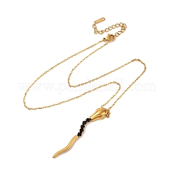 304 нержавеющая сталь змея подвеска со стразами ожерелья с цепочкой для женщин&nbsp;NJEW-A051-01G