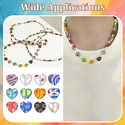 100 шт. бусины миллефиори ручной работы в форме сердца LAMP-ME0001-09