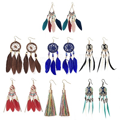 Сплав с серебряными бохо-серьгами-люстрами EJEW-XCP0001-12-1