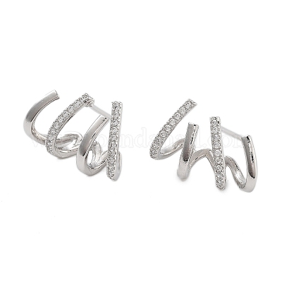 Латунные серьги-клипсы с покрытием из стойки EJEW-N055-43P-RS-1