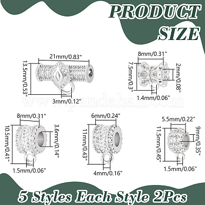 10 шт. 5 стиля латунных трубчатых дужек с микропаве из кубического циркония KK-AR0001-85-1