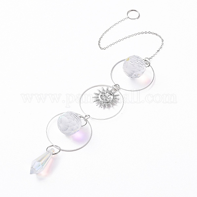 Ab цветное покрытие хрустальная пуля большие подвесные украшения HJEW-G019-03D-1