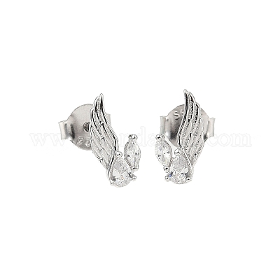 925 серьги-гвоздики из стерлингового серебра с прозрачным кубическим цирконием EJEW-Q032-01A-P-1