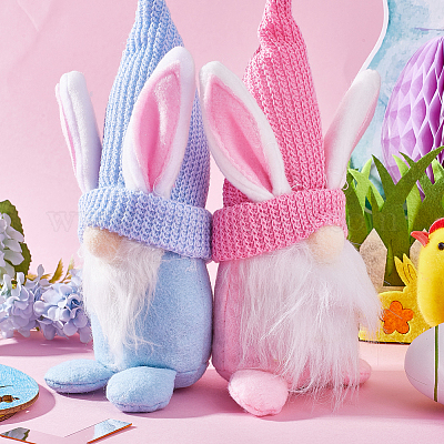 2 шт. 2 цвета пасхальная ткань кролик гном кукла украшение AJEW-GF0007-78A-1