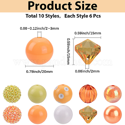60 шт. 10 вида бусин из смоляных стразов RESI-PA0001-03-1