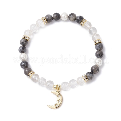 Браслеты с подвесками из латуни с микропаве и кубическим цирконием BJEW-JB12230-02-1