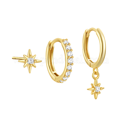 Комплект из 3 серьги-звезды из стерлингового серебра OS0022-1-1