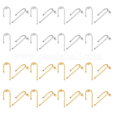 16 пара 2-х цветных сережек-гвоздиков из нержавеющей стали 304 с арочной фурнитурой STAS-UN0047-91-1