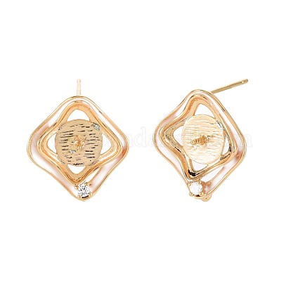 Латунные микро-паве прозрачные серьги-гвоздики из циркония KK-S364-138-1