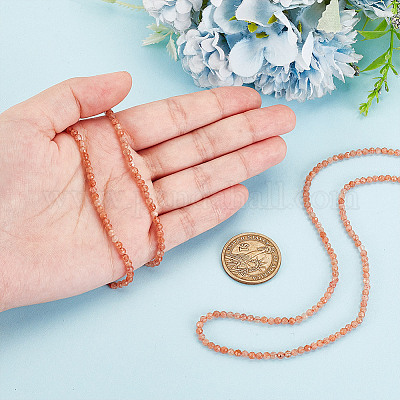 2 нити натуральных бусин солнечного камня G-GO0001-63-1