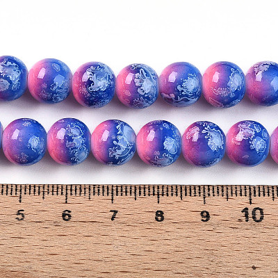 Выпечка окрашенные стеклянные бусины пряди DGLA-N008-10mm-02-1