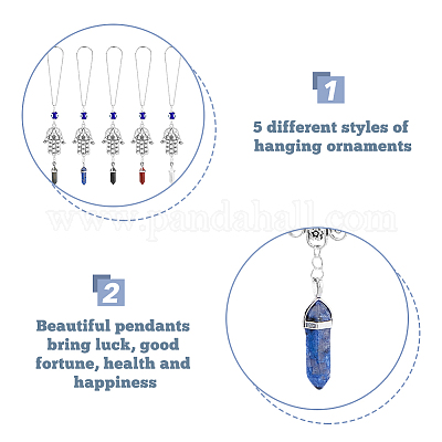 1 комплект подвесных украшений в виде руки хамсы и сглаза с подвеской из драгоценного камня-пули PALLOY-FH0007-43A-1