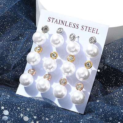 Круглые серьги-гвоздики из нержавеющей стали 304 с ионным покрытием (IP) EJEW-C099-17E-1