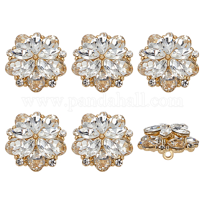 6 шт. стеклянные пуговицы со стразами BUTT-FG0001-52G-1