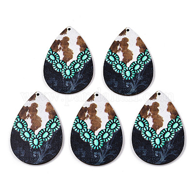 Большие подвески из липы с односторонним принтом WOOD-TAC0021-12C-1