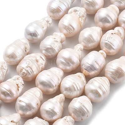 Нити натуральных бусин с ядровым жемчугом PEAR-B004-15G-01C-1