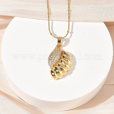 Ожерелья с подвесками из нержавеющей стали 304 с микропаве из прозрачных кубических цирконий для женщин NJEW-Z103-01G-03-1