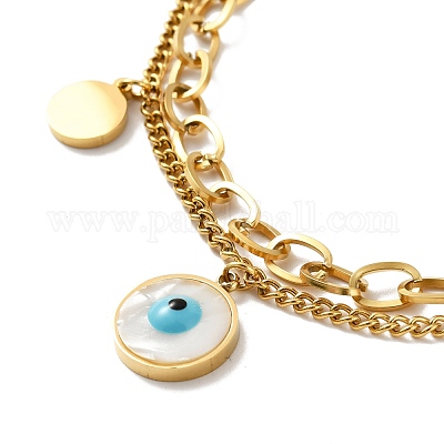 Ионное покрытие (ip) 304 нержавеющая сталь цепочка многорядный браслет BJEW-P272-01G-1