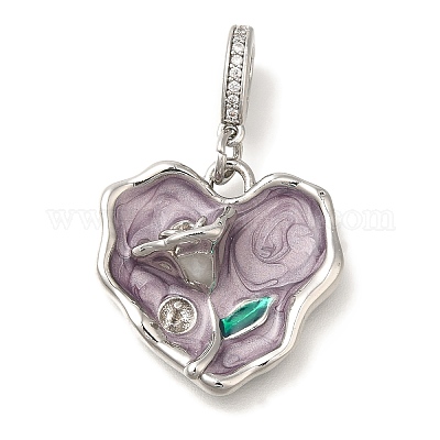 Латунные микро-паве прозрачные кубические цирконии европейские подвески-шармы KK-K388-68P-1